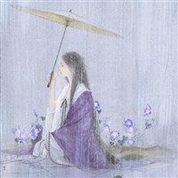 古风女子撑伞背影图,古风淡雅高清背景图,雨中-13kb 古风女子撑伞