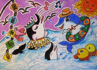 儿童画画大全蜡笔画_最美海豚音-100kb