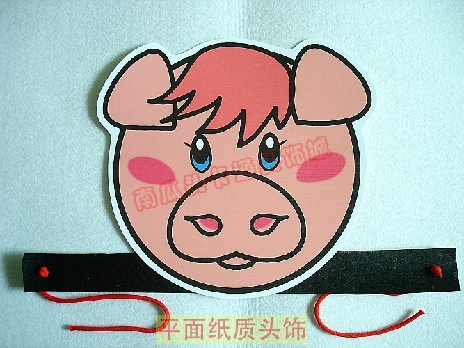 最新卡通小猪头饰图片:卡纸手工制作小猪头饰:如何