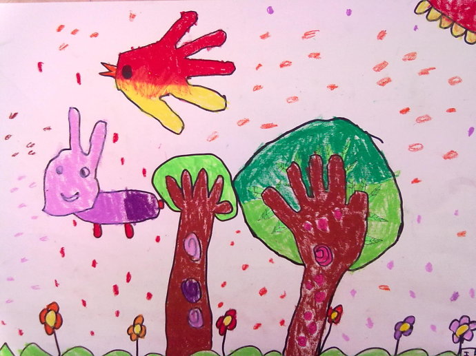 中班绘画小手变变变分享展示