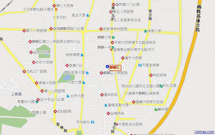 曲靖市麒麟区城区地图图片