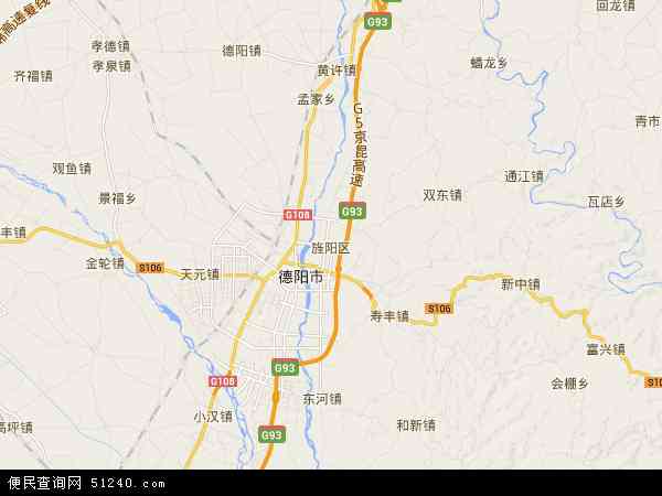 中国四川省德阳市旌阳区地图(卫星地图)图片