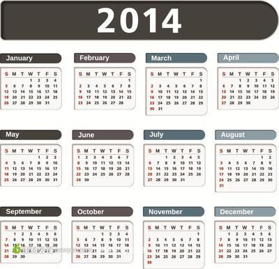2014年矢量年历 素材公社 tooopen.com 2014年矢量年历 素材公社 tooopen.com