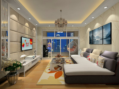 现代风格客厅软包电视背景墙装修效果图-现代-181kb